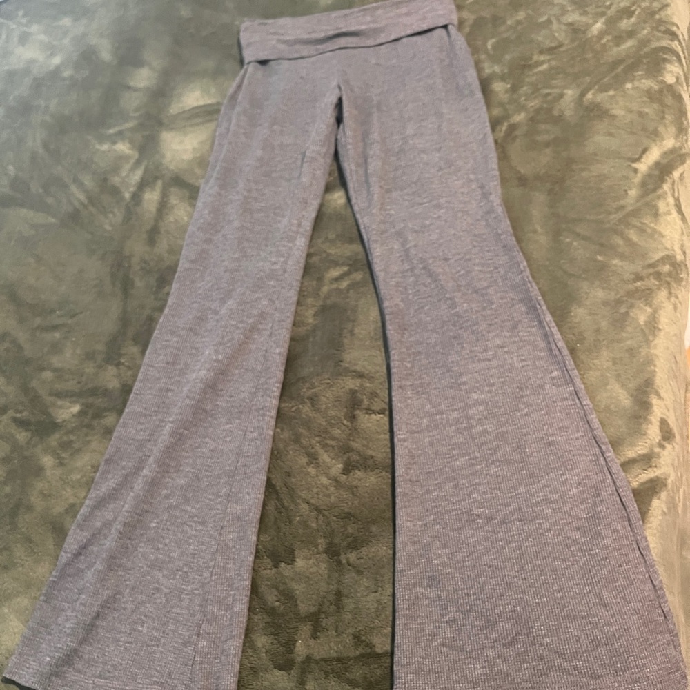 Stylish Gray Women's waffle knit Flared Pants